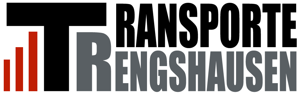 Logo von Transporte Rengshausen: schwarzes T und graues R mit roten Signalbalken